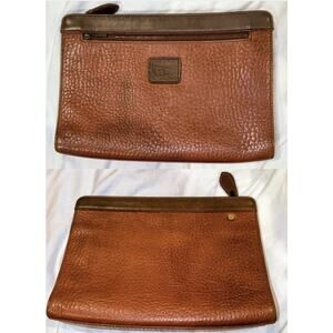 Burberry Leather Business Clutch Brown Vintage Zip Portfolio Bag